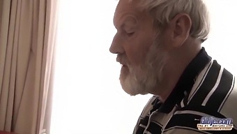 Teenage Girl Gives Oral Pleasure To An Older Man With A Big Cock
