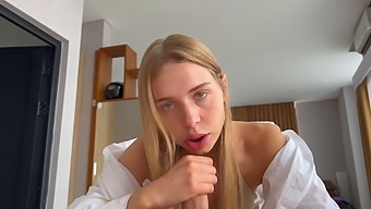 Petite Blonde Schoolgirl Gives A Blowjob In Pov Style