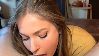 Brown-Haired Beauty Gives A Sloppy Blowjob In Hd