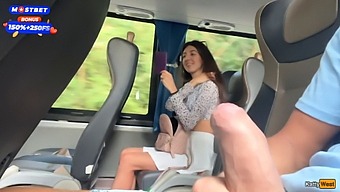 Public Transportation Becomes A Playground For A Young Brunette’s Libido.